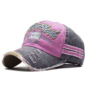 “Rock Shark” Pink and Gray Distressed Cap 1969 Distressed Embroidery! 💥